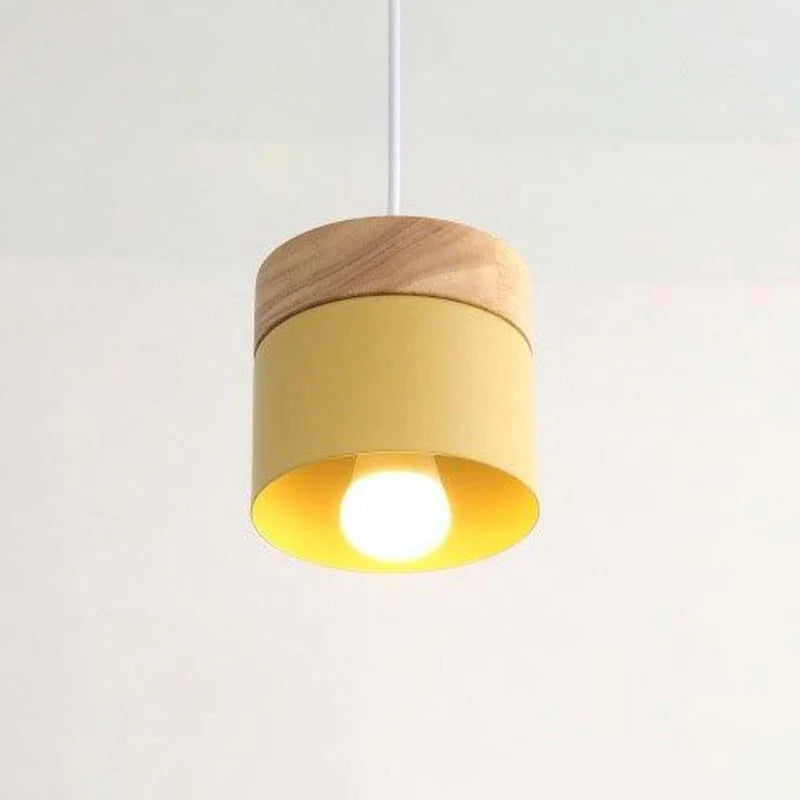 Valentina Modern Can Shape Metal/Wood Pendant Light - Neutral Decor