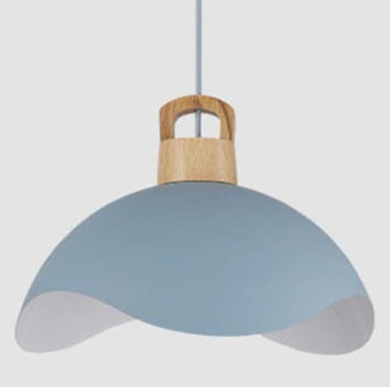 Valentina Colorful Shade Single Pendant Lights, Wood & Metal - Neutral Decor