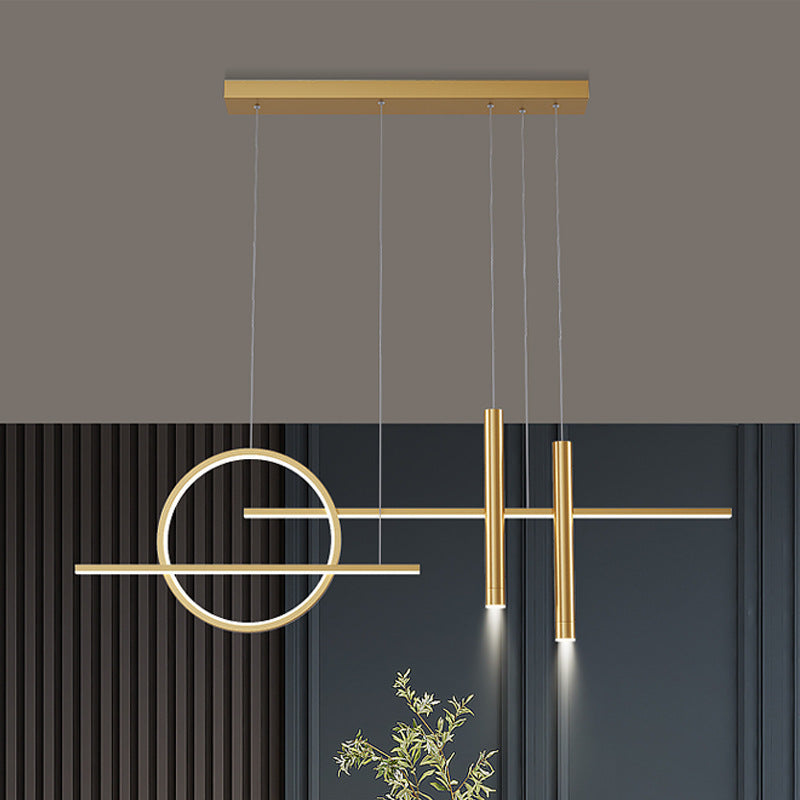Arisha Minimalism Led Pendant Light, Irregular Ring, Black/Glod - Neutral Decor
