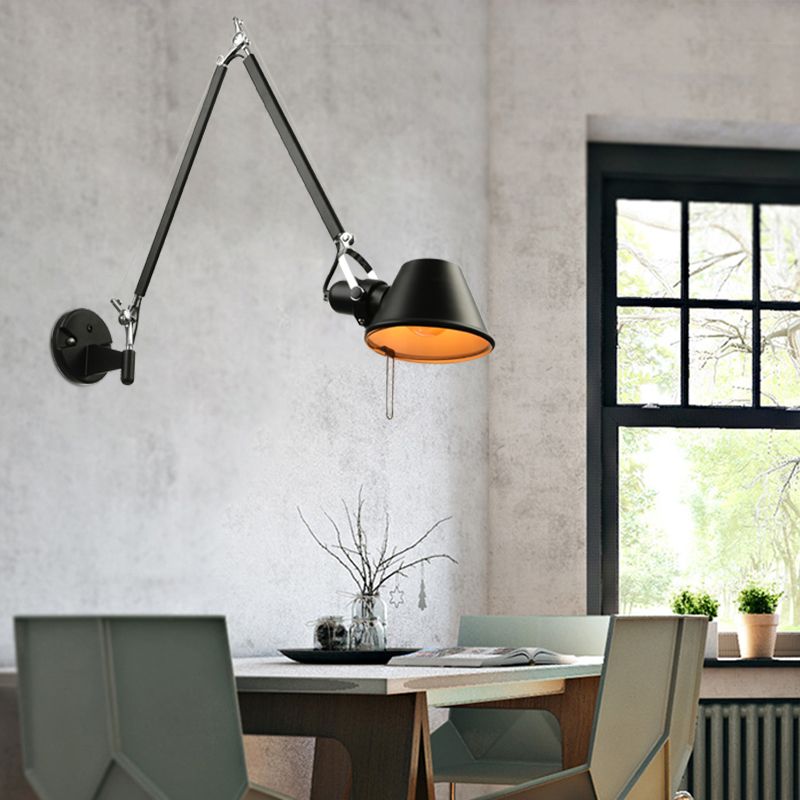 Epoch Modern Simple Adjustable Wall Lamp, Black/Chrome, Bedroom - Neutral Decor
