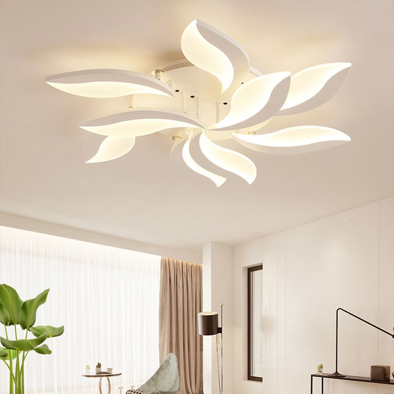 Arisha Minimalist Art Deco Flower Flush Mount Ceiling Light, White, Living Room - Neutral Decor