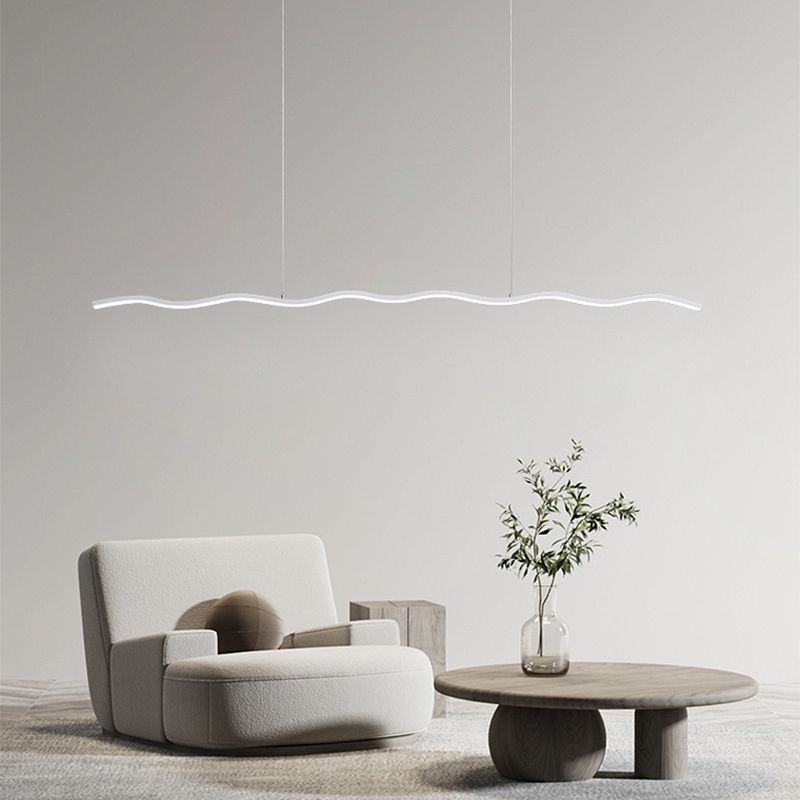 Arisha Wave Linear Pendant Light, Black/White - Neutral Decor