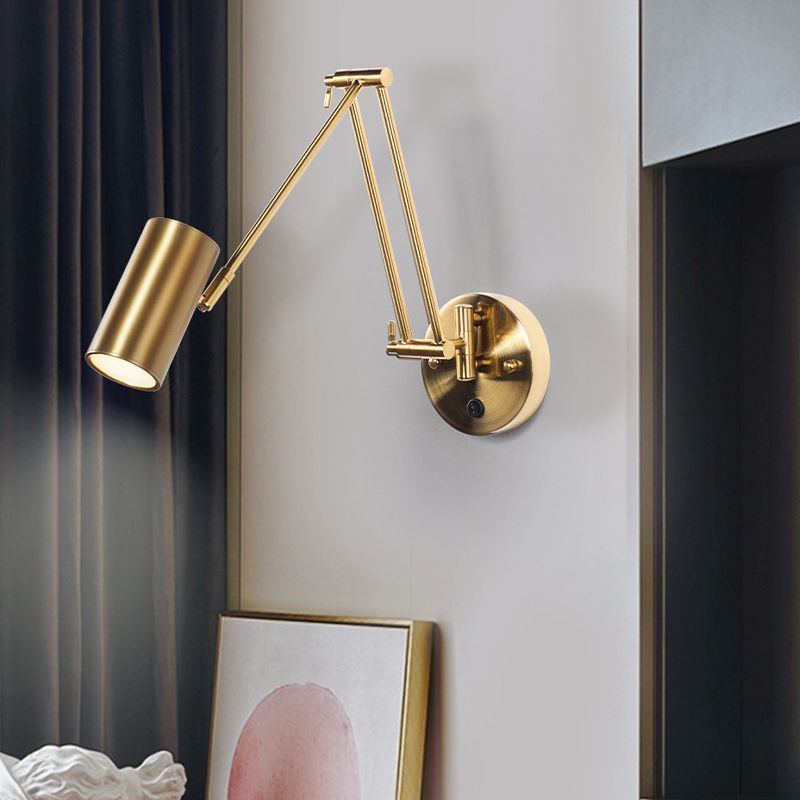 Aria Wall Lamp Cylindrical Adjustable Lamp Pole Metal Brass, Bedroom - Neutral Decor