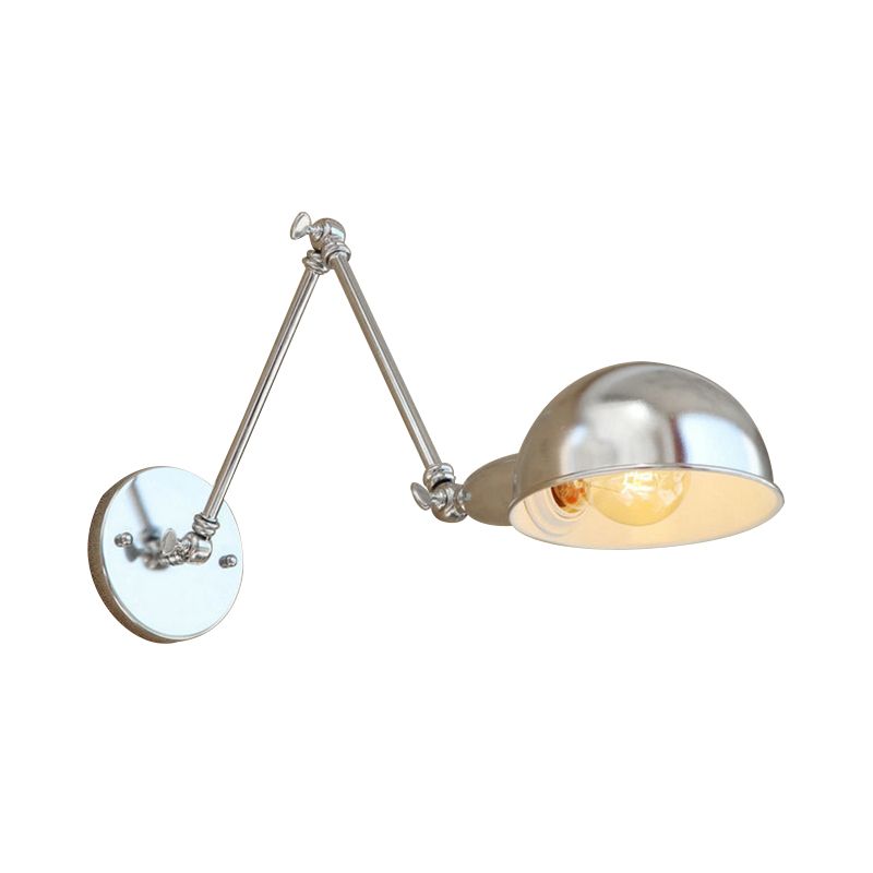 Epoch Wall Lamp Dome Minimalist, Adjustable Metal, Silver, Bedroom - Neutral Decor