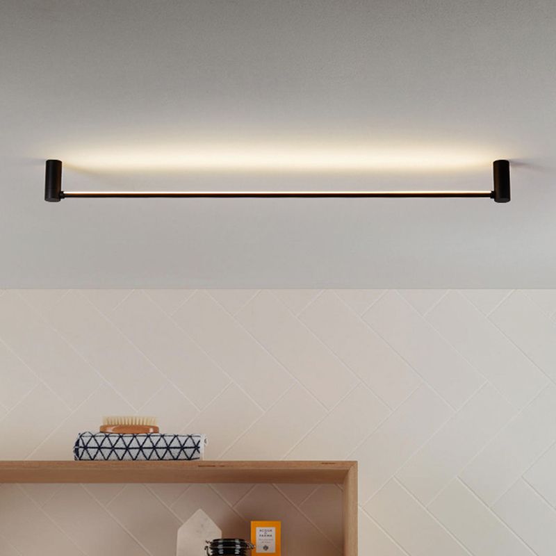 Arisha Minimalist Linear Flush Mount Ceiling Light, Black, Hallway - Neutral Decor