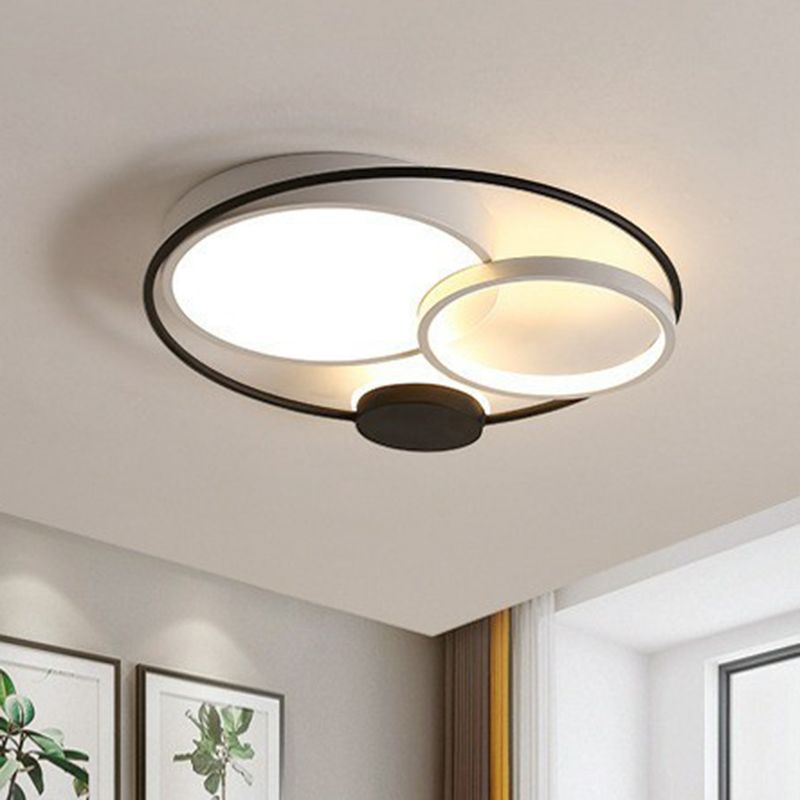 Arisha Modern Circular LED Flush Mount Ceiling Light, Black & White - Neutral Decor