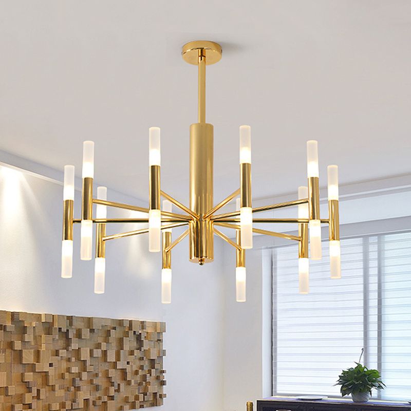 Kristy Modern Cylindrical Metal Chandelier, Gold - Neutral Decor