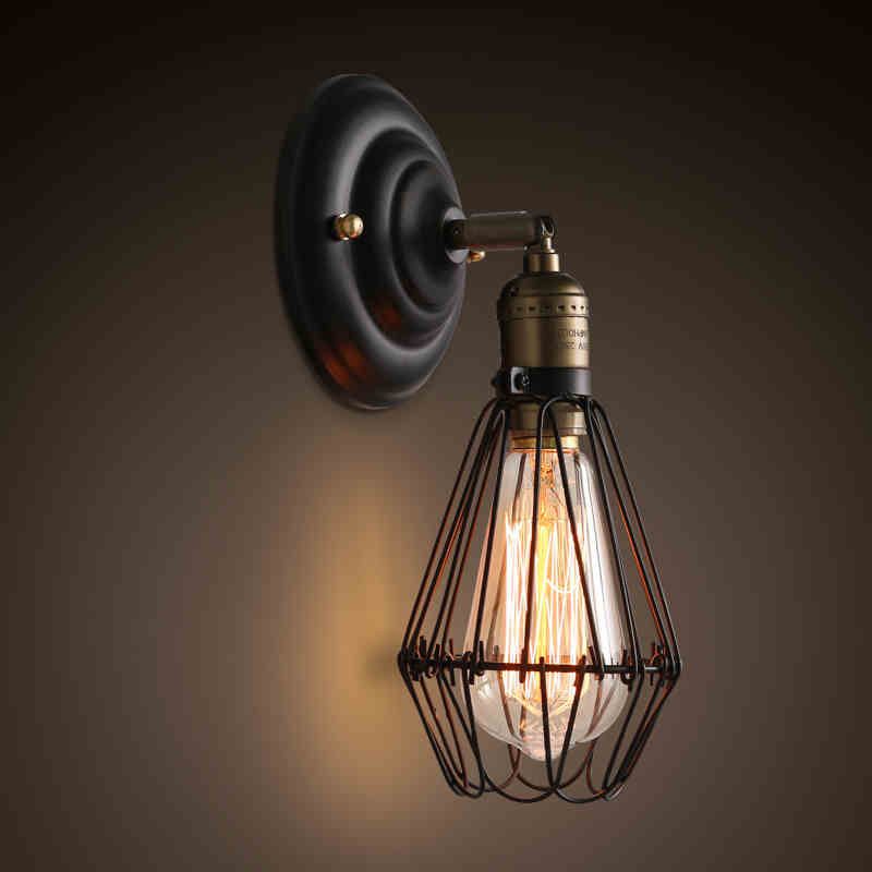 Alessio Industrial Lantern Shaped Metal Wall Lamp, Black/Rust - Neutral Decor
