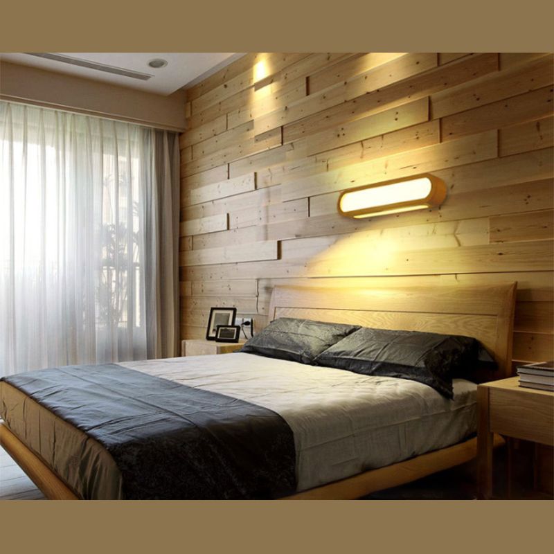 Muto Rectangular Wooden Energy Saving Oblong Wall Lamp - Neutral Decor