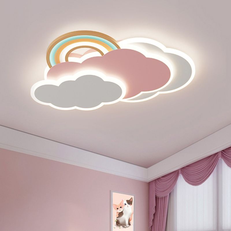 Aria Modern Cloud/Rainbow Flush Mount Ceiling Light Pink/White - Neutral Decor