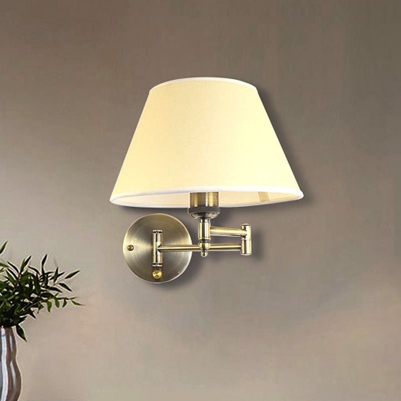 Arisha Wall Lamp Vintage, Pleated Fabric Adjustable, White/Beige, Bedroom - Neutral Decor