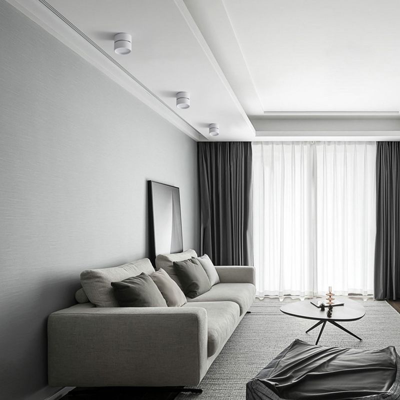 Arisha Flush Mount Ceiling Light Cylindrical Modern, Metal, Black/White, Hallway - Neutral Decor