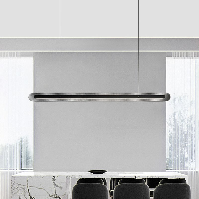 Arisha Minimalist Linear Metal/Acrylic Pendant Light, Black - Neutral Decor