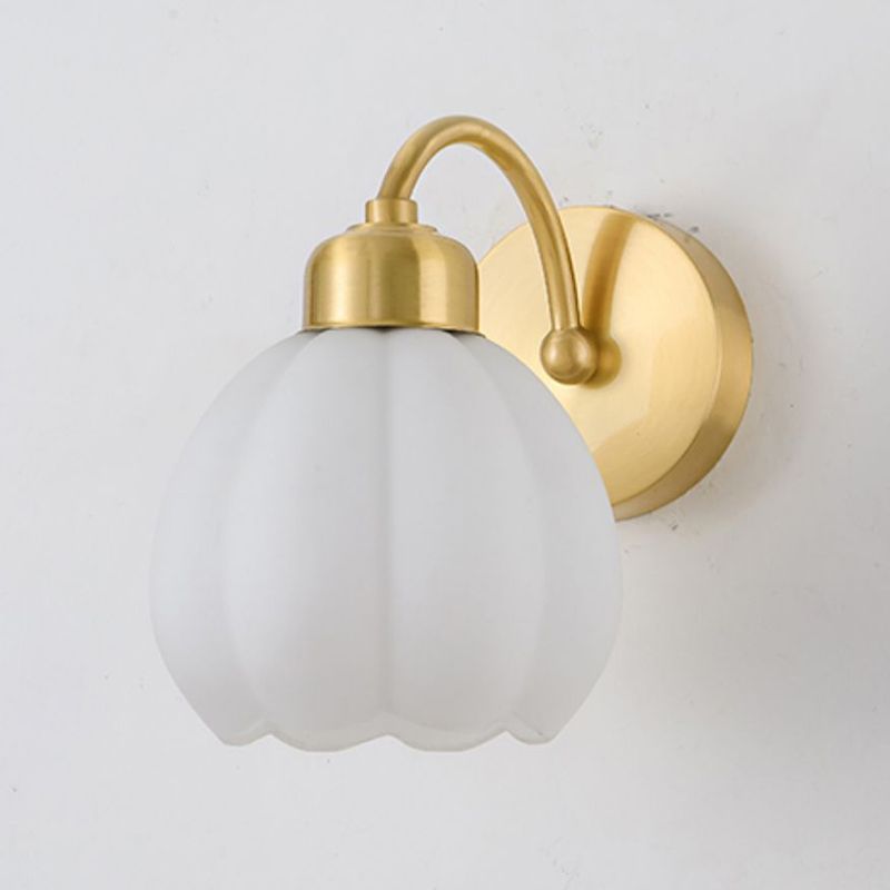 Valentina Nordic Flower Vanity Glass Metal Wall Lamp, Gold/Ivory - Neutral Decor