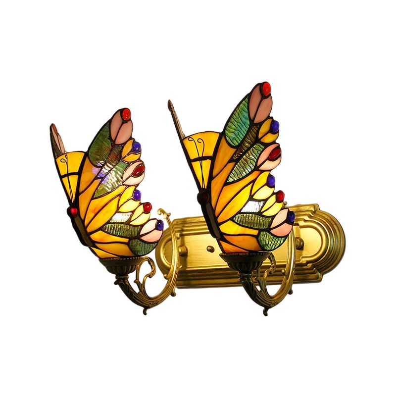 Arisha Artistic Butterfly Metal/Glass Lamps Wall, Red/Blue/Multi-Color/Light Blue - Neutral Decor