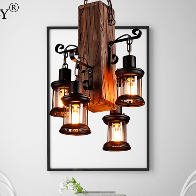Austin Industrial Lantern Wood Pendant Light - Neutral Decor