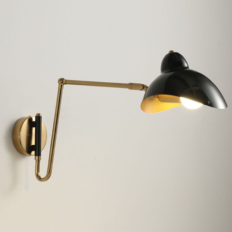 Epoch Industrial Swing Arm Vanity Wall Lamp, Black/Gold - Neutral Decor