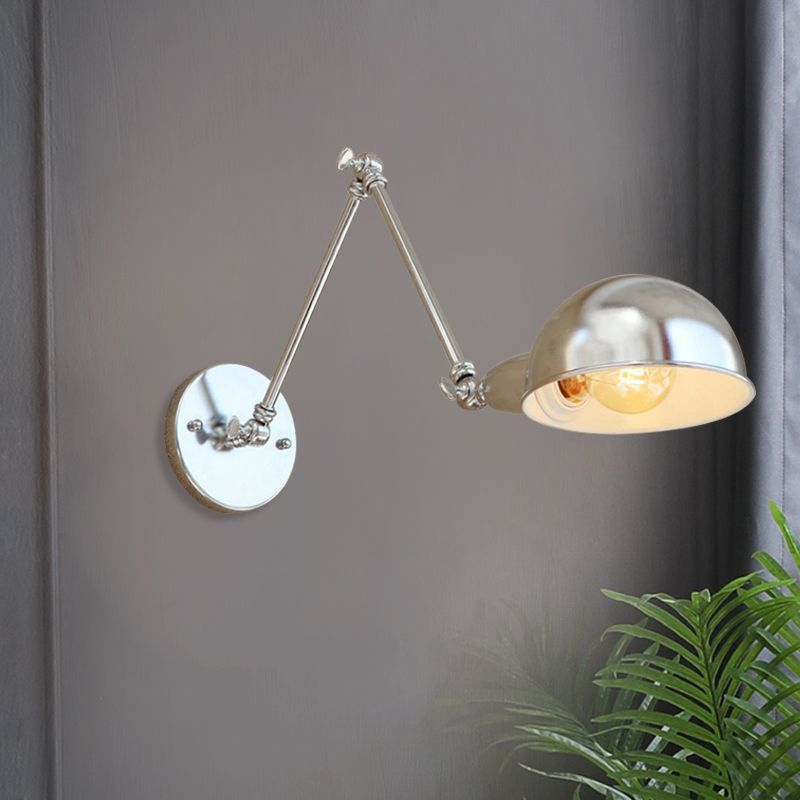 Epoch Wall Lamp Dome Minimalist, Adjustable Metal, Silver, Bedroom - Neutral Decor