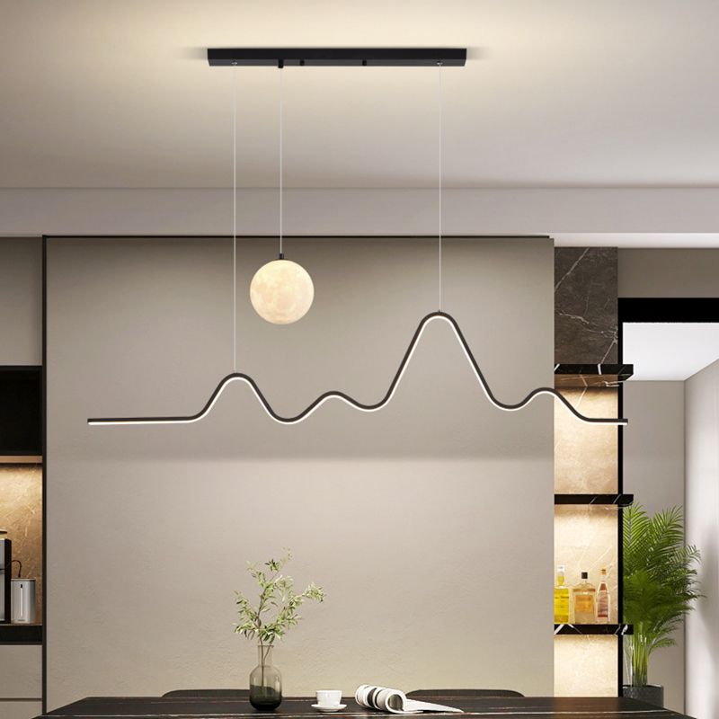 Arisha Minimalist Wavy Metal Pendant Light, Black/White/Gold - Neutral Decor
