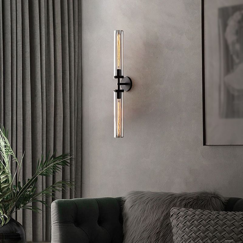 Arisha Modern Cylindrical Metal Led Wall Lamp, Black/Copper - Neutral Decor