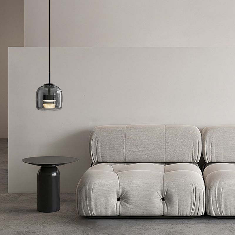 June Minimalist Pendant Light Glass Smoke Gray - Neutral Decor