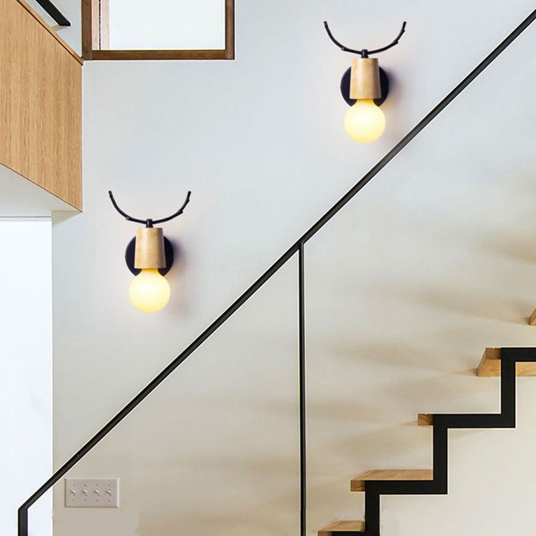 Muto Modern Antler Wood/Glass Wall Lamp, Bedroom/Bathroom - Neutral Decor