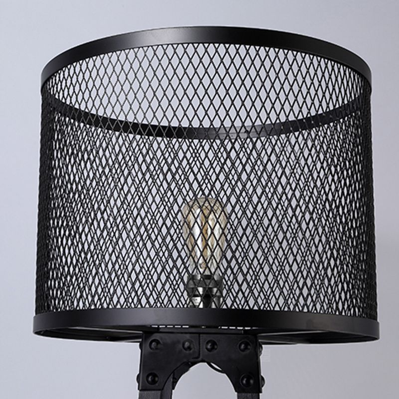 Alessio Modern Cylinder Mesh Screen Metal Floor Lamp, Black - Neutral Decor