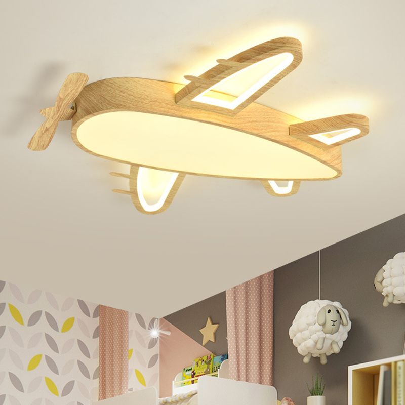 Arisha Modern Art Deco Airplane Flush Mount Ceiling Light, Wood/Dark Wood - Neutral Decor