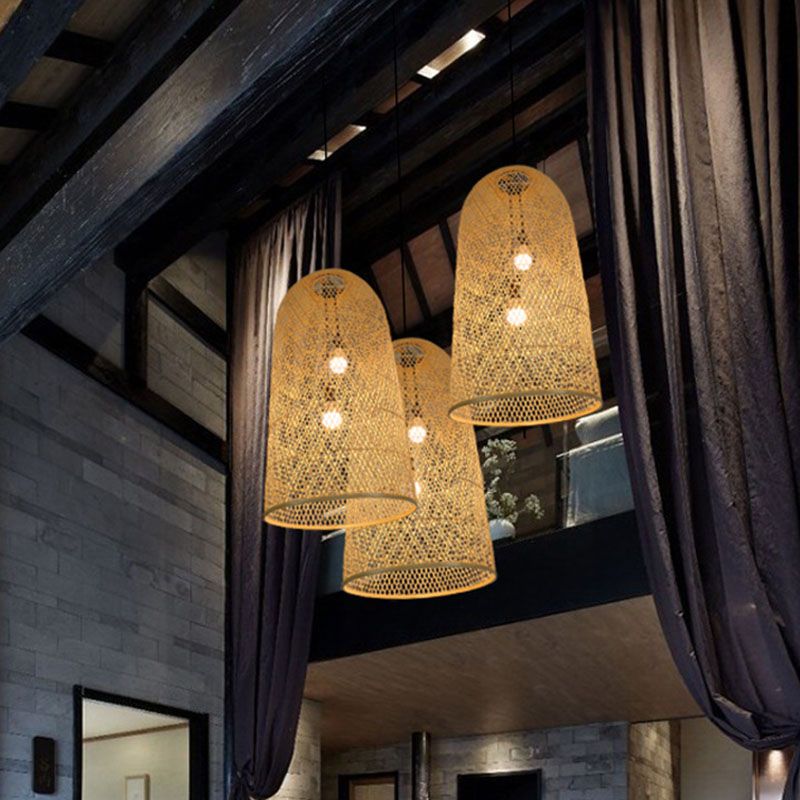 Ritta Natural Handmade Bamboo Led Pendant Light, Bedroom - Neutral Decor
