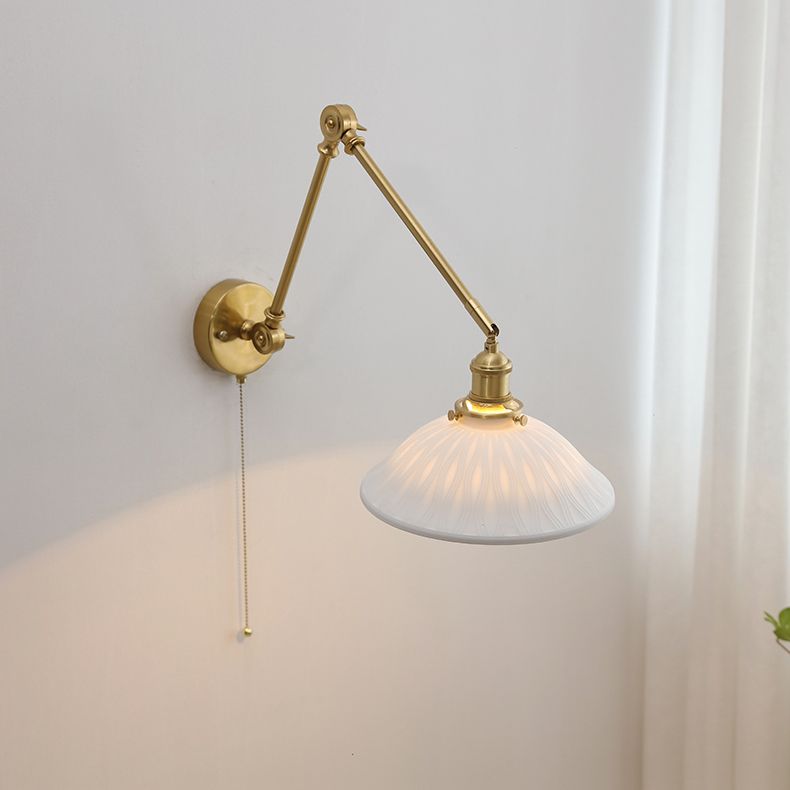 Arisha Wall Lamp Modern Drum Ceramics Metal Adjustable, White - Neutral Decor