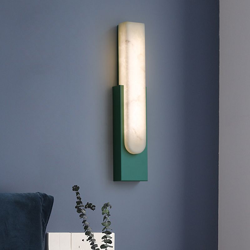 Arisha Modern Rectangular Stone Metal Wall Lamp - Neutral Decor