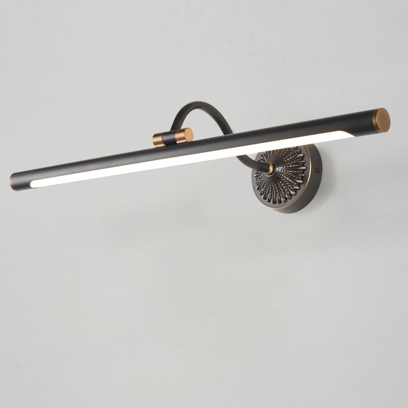 Tiffany Black Adjustable Reading Spotlight Wall Lamp, Metal/Wood - Neutral Decor