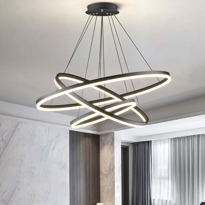 Arisha 3-Rings Black Black Modern Pendant Light - Neutral Decor
