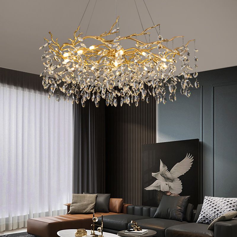 Kristy Contemporary Gold Glass Crystal Chandelier - Neutral Decor