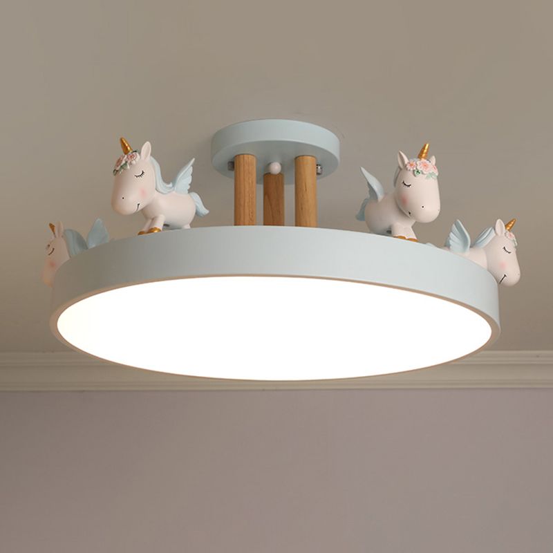 Arisha Modern Round Unicorn Semi-Flush Mount Ceiling Light - Neutral Decor