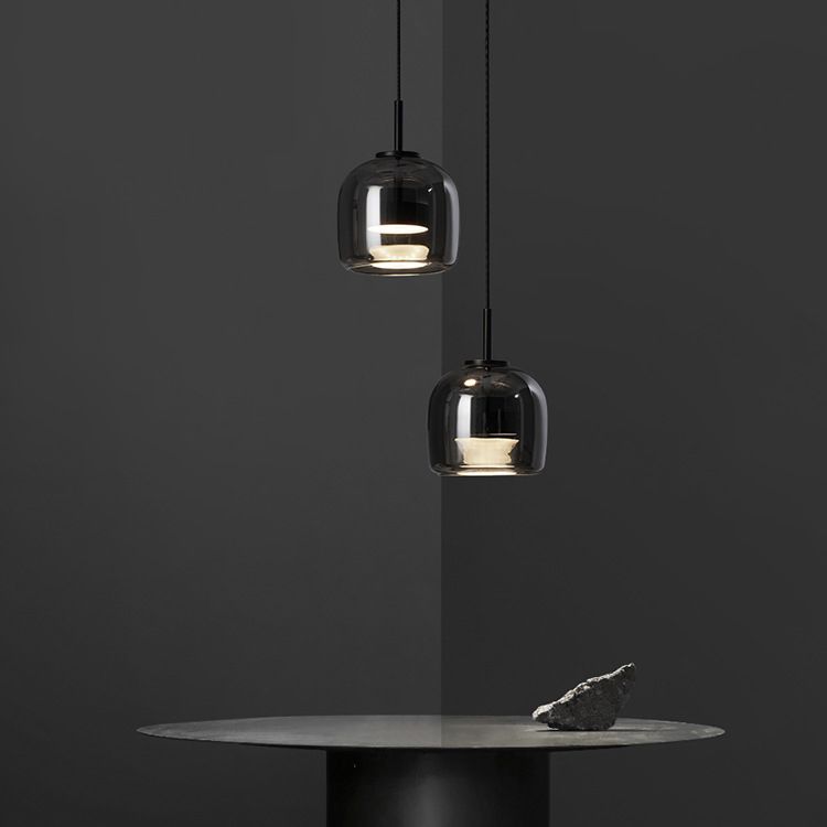 June Minimalist Pendant Light Glass Smoke Gray - Neutral Decor