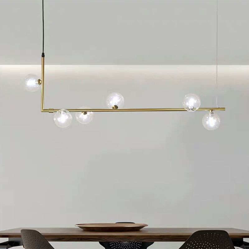 Valentina Minimalist Linear Pendant Light, Black & Gold, 6/8 Heads - Neutral Decor