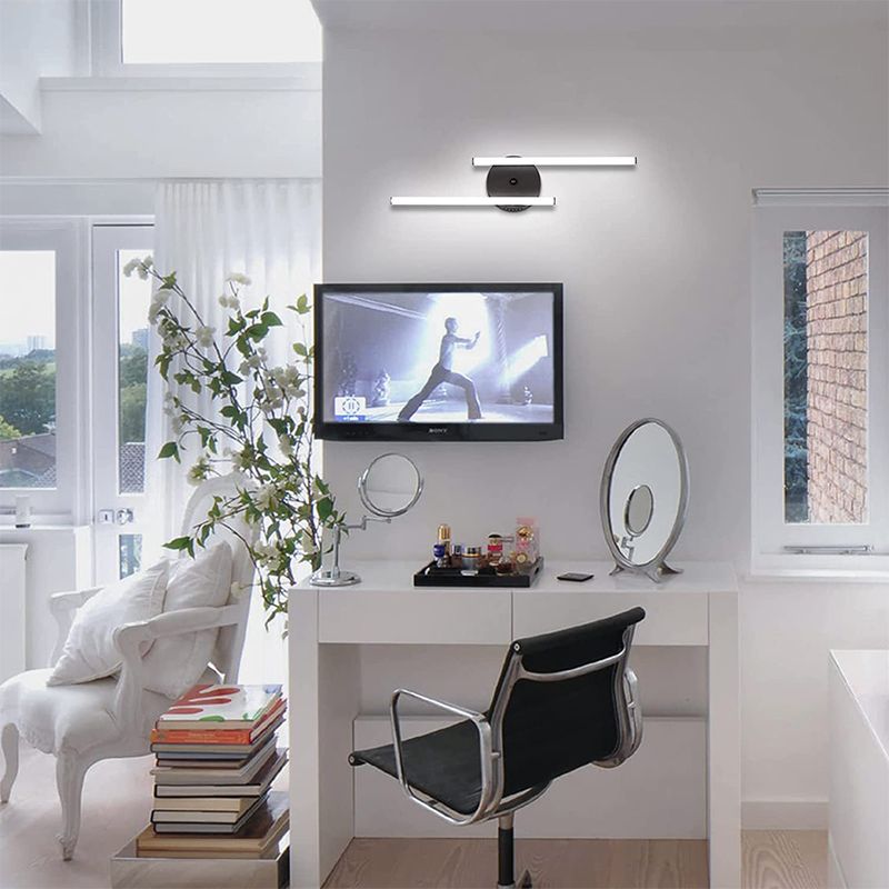 Arisha Modern Bi-Linear LED Vanity Wall Lamp, Black/Silver - Neutral Decor
