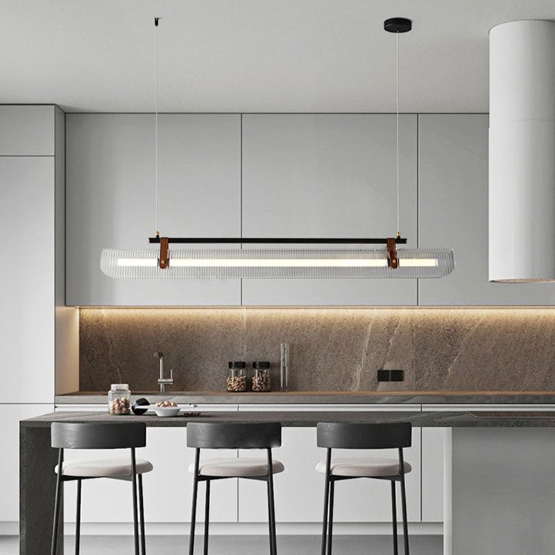 Arisha Pendant Light Linear Modern, Acrylic/Metal, Black/Gold, Study - Neutral Decor