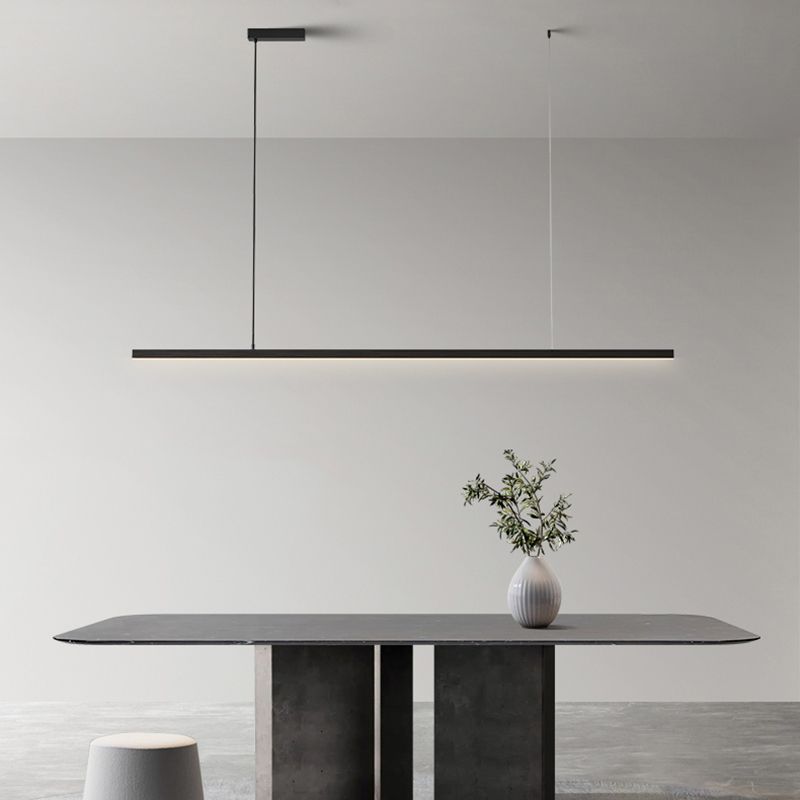 Arisha Minimalist Linear Metal Pendant Light, White/Black - Neutral Decor