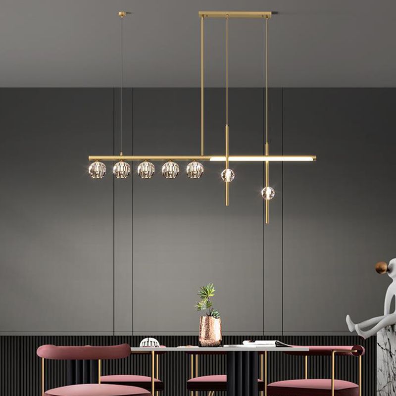 Kristy Metal & Crystal Pendant Light, Gold - Neutral Decor