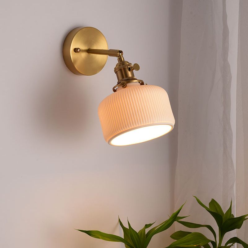 Arisha Vintage Column Ceramic Vanity Light, White, Bedroom - Neutral Decor