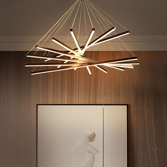 Arisha Minimalist Linear Metal Pendant Light, Living Room, Black - Neutral Decor