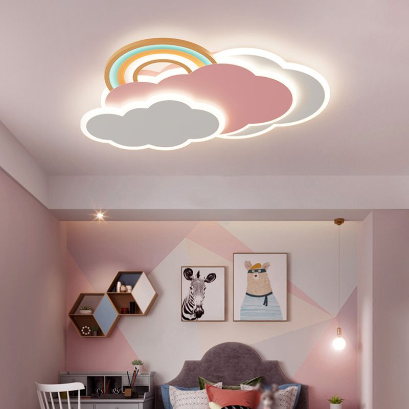 Aria Modern Cloud/Rainbow Flush Mount Ceiling Light Pink/White - Neutral Decor