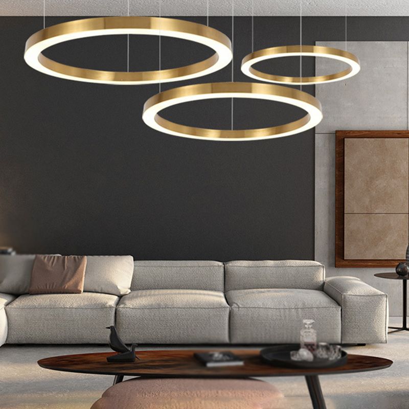 Arisha Modern Ring Metal Pendant Light, Gold - Neutral Decor