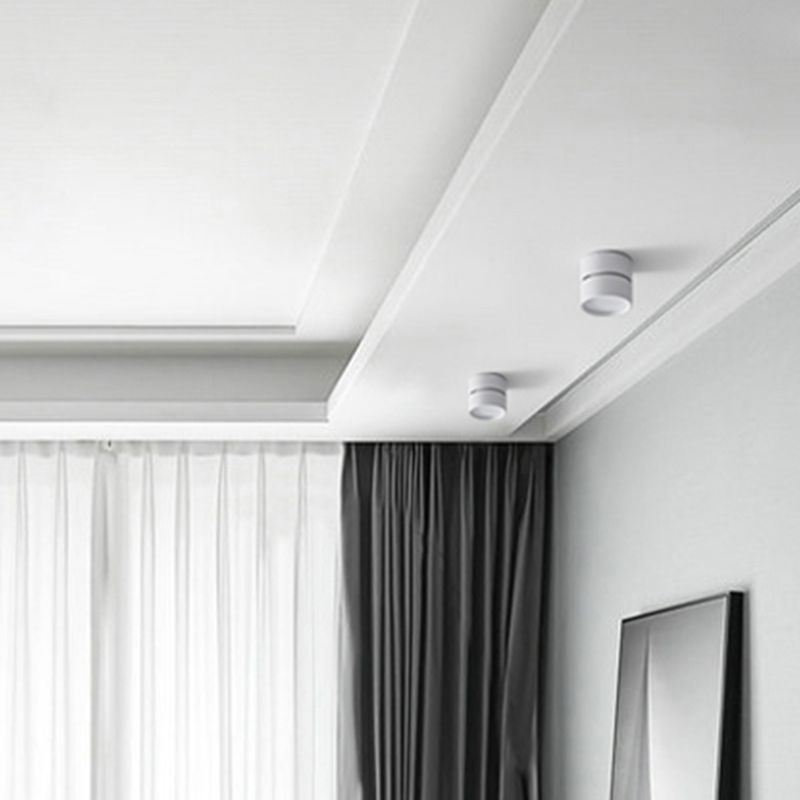 Arisha Flush Mount Ceiling Light Cylindrical Modern, Metal, Black/White, Hallway - Neutral Decor