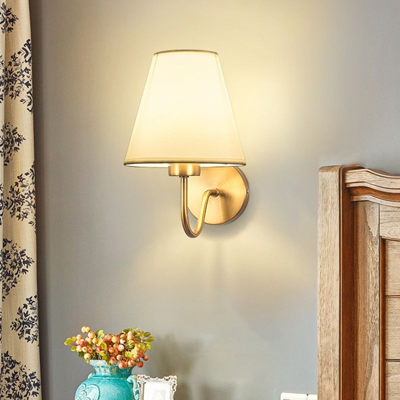 Tiffany Nordic Fabric Metal Vanity Wall Lamp, Black/White/Coffee/Flaxen - Neutral Decor