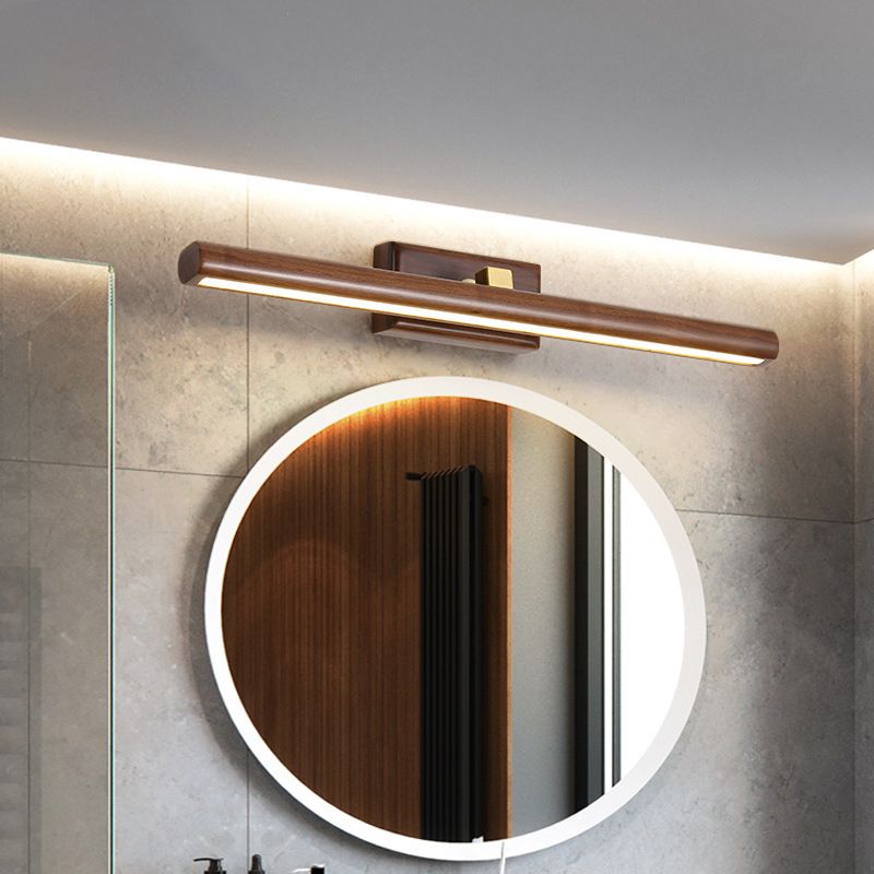 Muto Vanity Rotatable Mirror Front Vanity Wall Lamp, Wood - Neutral Decor