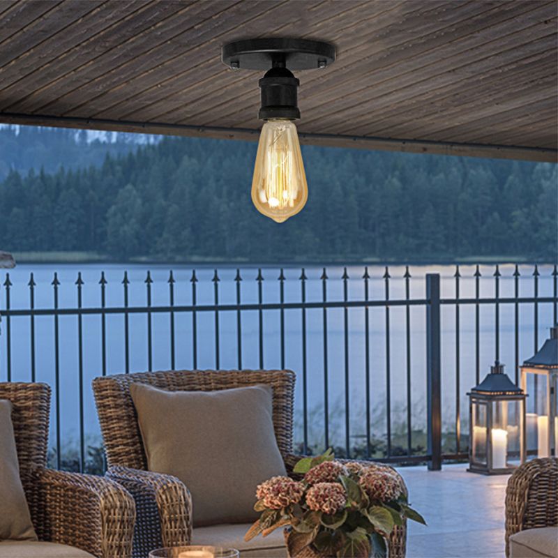 Silva Retro Vintage Bulb Semi-Flush Mount Ceiling Light - Neutral Decor