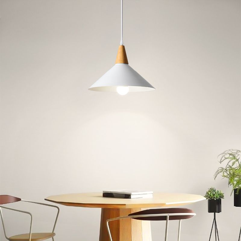 Valentina Minimalist Cap-shaped Metal Pendant Light, Natural Wood - Neutral Decor